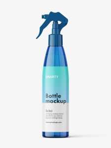 Cosmetic bottle with trigger spray mockup / blue