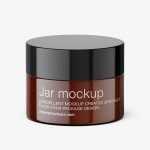 Cosmetic cream jar mockup / amber