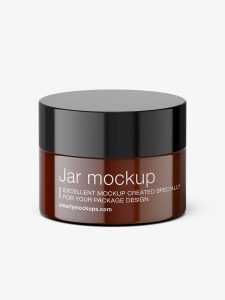 Cosmetic cream jar mockup / amber