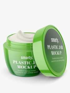 Cosmetic cream mockup / half opened