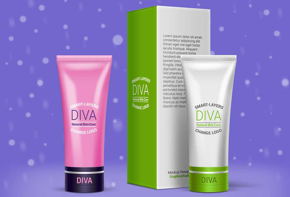 Cosmetic Cream Tube & Box PSD Mockup