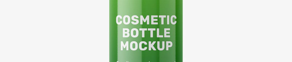 Cosmetic dispenser bottle mockup / glossy