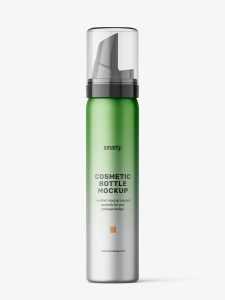 Cosmetic foam bottle mockup / metallic
