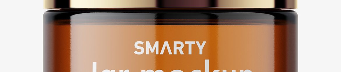 Cosmetic glass jar mockup / amber