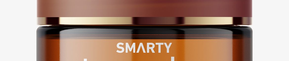 Cosmetic glass jar mockup / amber