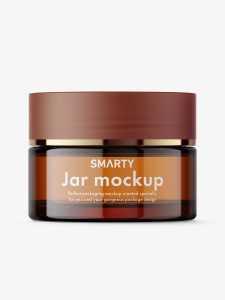 Cosmetic glass jar mockup / amber