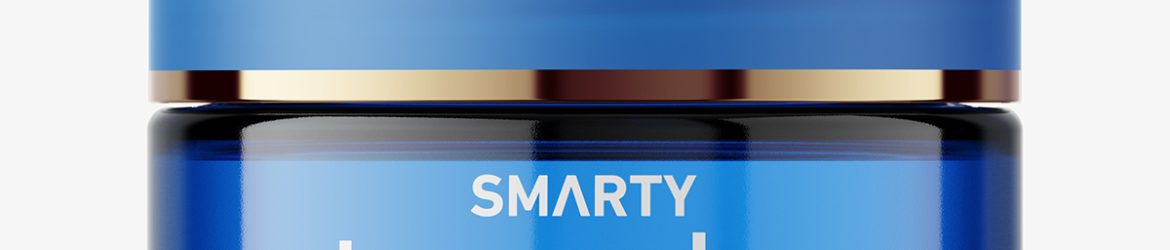 Cosmetic glass jar mockup / blue