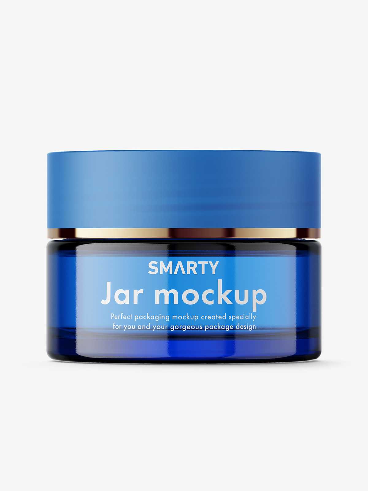 Cosmetic glass jar mockup / blue