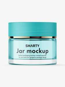 Cosmetic glass jar mockup / clear