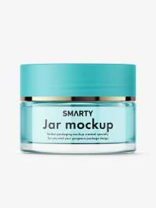 Cosmetic glass jar mockup / clear