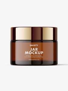 Cosmetic jar mockup / amber