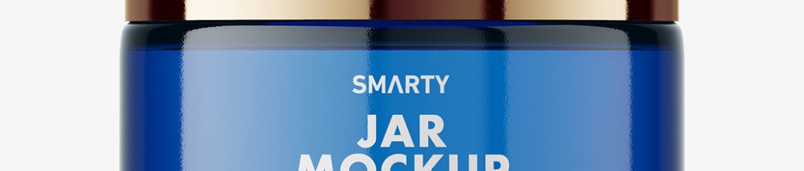Cosmetic jar mockup / blue
