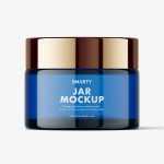 Cosmetic jar mockup / blue