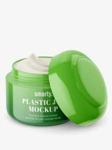 Cosmetic jar mockup / half opened