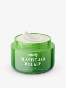 Cosmetic jar mockup / opened