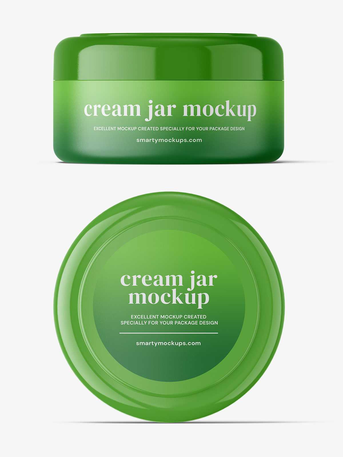 Cosmetic jar mockup / top and front view
