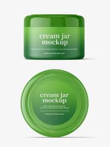 Cosmetic jar mockup / top and front view