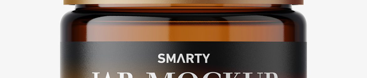 Cosmetic jar mockup with cap / 15ml / amber