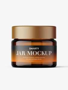 Cosmetic jar mockup with cap / 15ml / amber