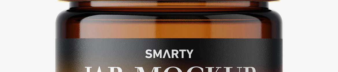 Cosmetic jar mockup with silver cap / 15ml / amber