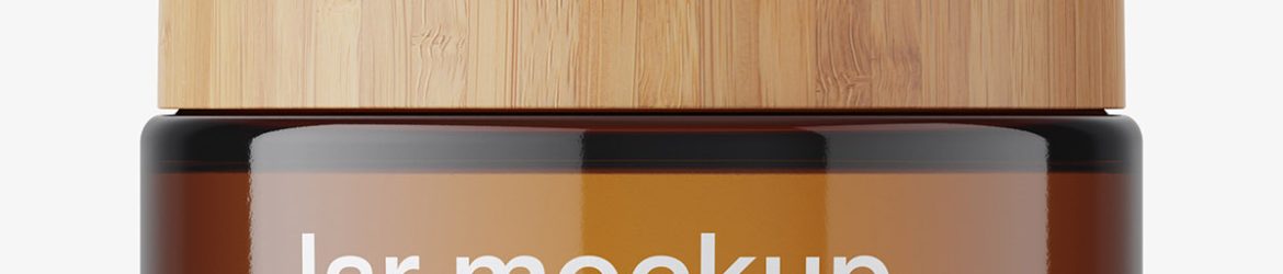 Cosmetic jar with bamboo cap / amber