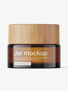 Cosmetic jar with bamboo cap / amber