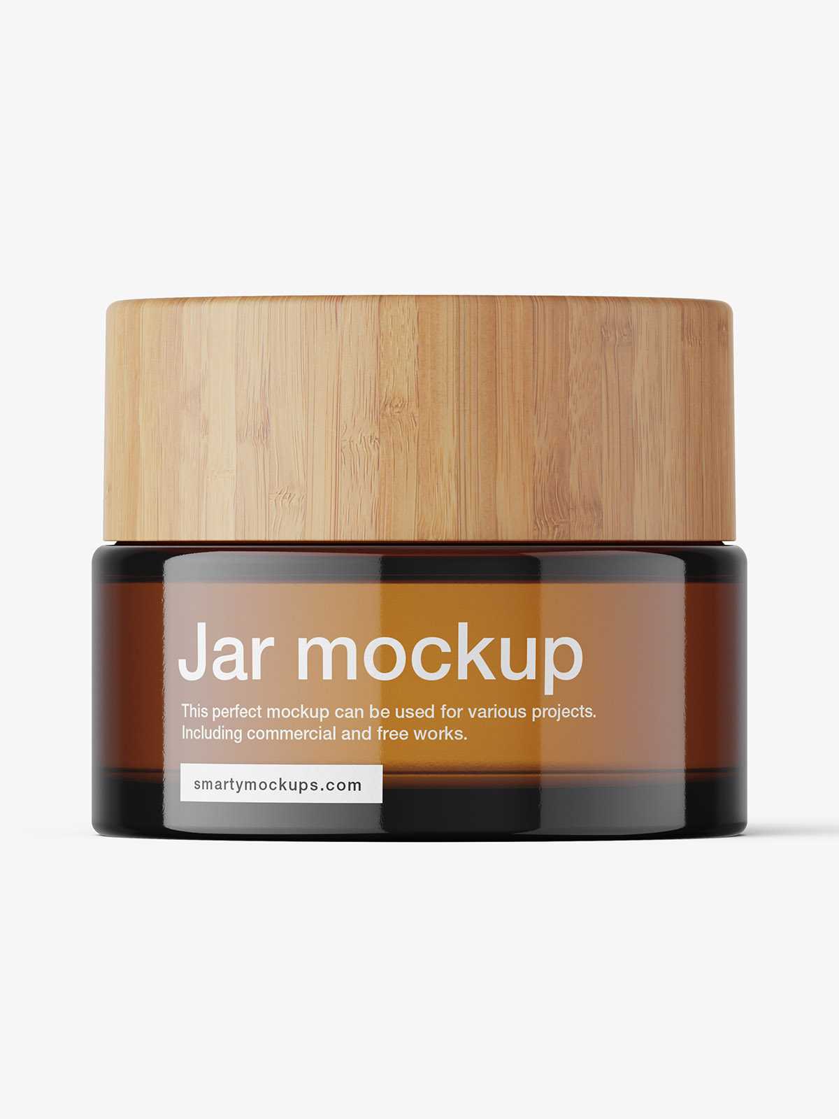 Cosmetic jar with bamboo cap / amber