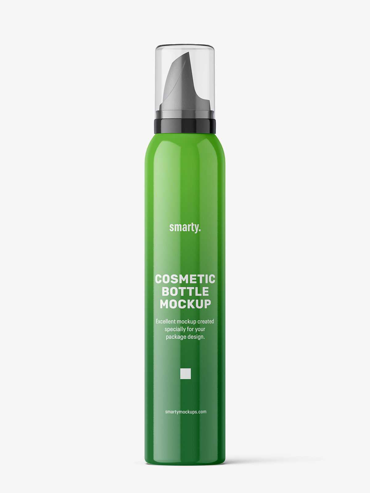 Cosmetic mousse bottle mockup / glossy