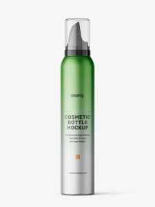 Cosmetic mousse bottle mockup / metallic