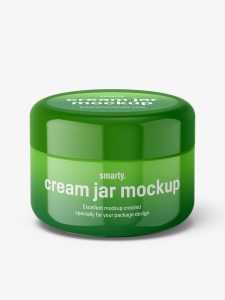 Cosmetic plastic cream jar mockup / glossy