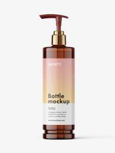 Cosmetic pump bottle mockup / amber