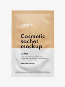 Cosmetic sachet mockup / kraft paper