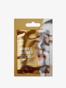 Cosmetic sachet with a hole mockup / metallic