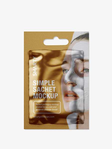 Cosmetic sachet with a hole mockup / metallic