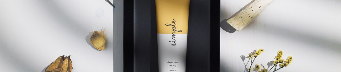 Cosmetic tube on a black tray mockup