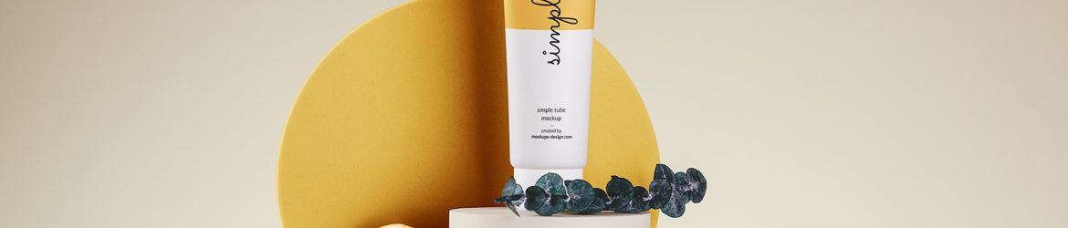 Cosmetic tube on podium mockup