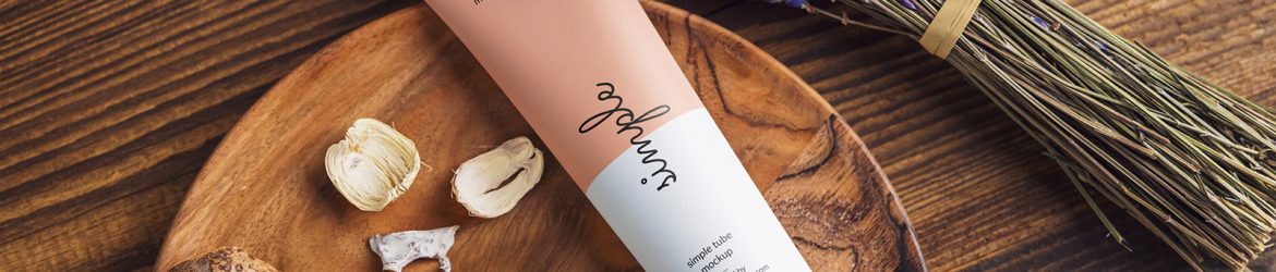 Cosmetic tube with lavender mockup