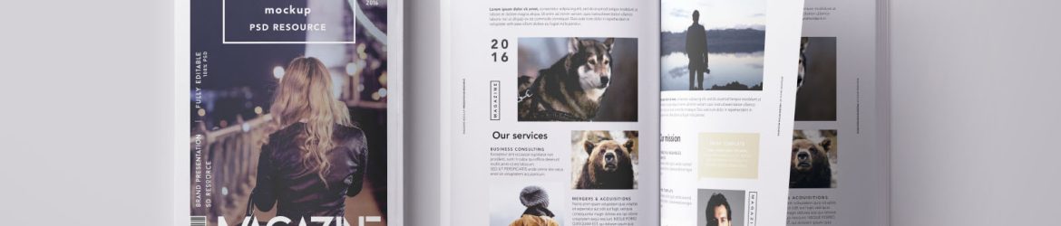 Cover and Inside Overhead Magazine Mockup (PSD)