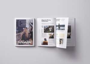 Cover and Inside Overhead Magazine Mockup (PSD)
