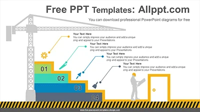 Crane banner stairs PowerPoint Diagram Template