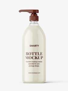 Cream bottle with pump mockup