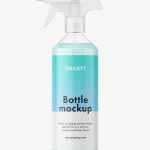 Cream trigger spray bottle mockup