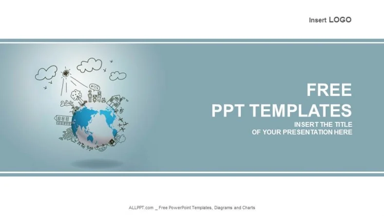 Creative Drawing On Global Ecology-Industry PowerPoint Templates