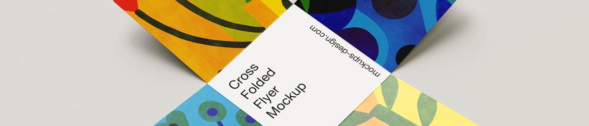 Cross folded flyer mockup Cross folded flyer mockup