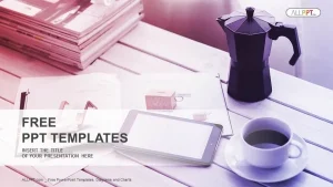 Cup of coffee and smartphone-Computer PowerPoint Templates