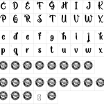 Mapa de caracteres da fonte Curly Candy Font