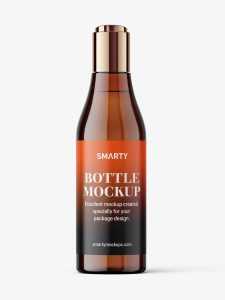 Curved bottle with disctop mockup / amber
