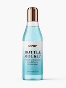 Curved bottle with disctop mockup / clear