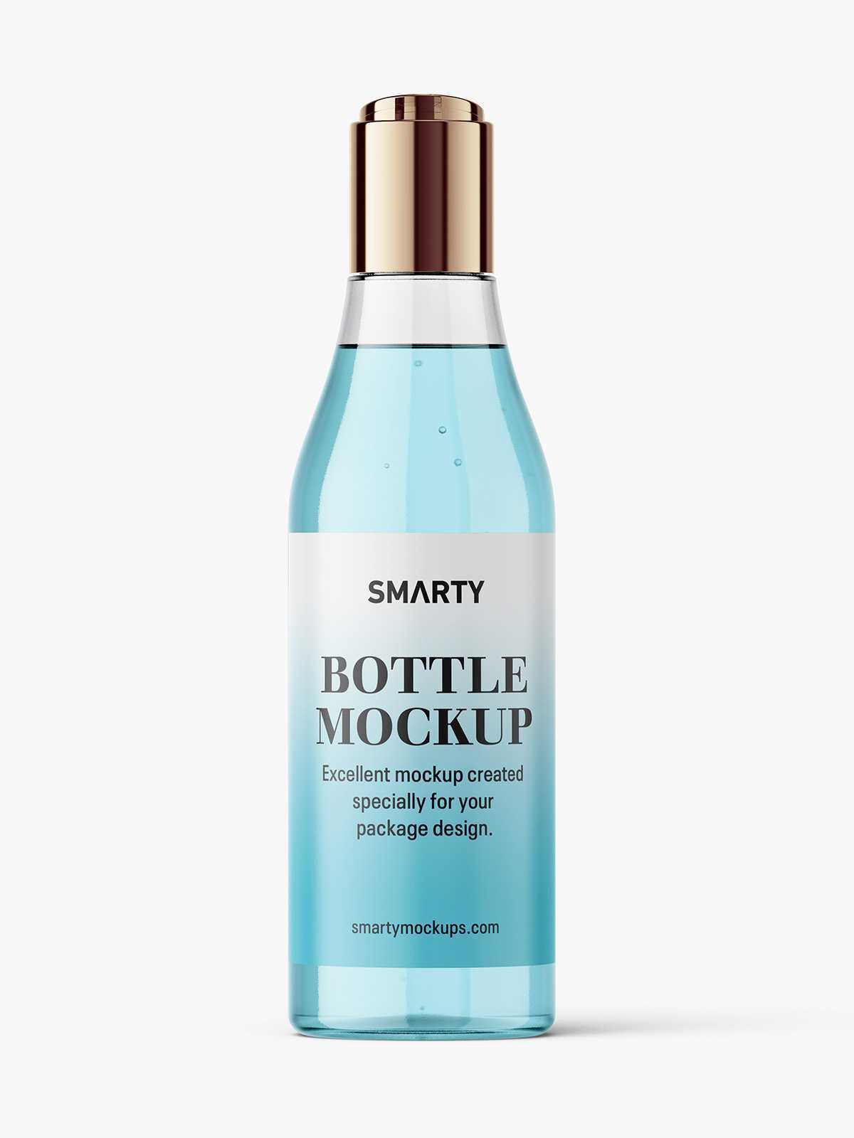 Curved bottle with disctop mockup / clear