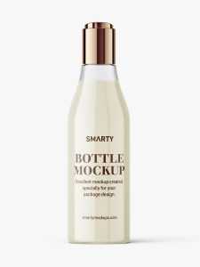 Curved bottle with disctop mockup / cream
